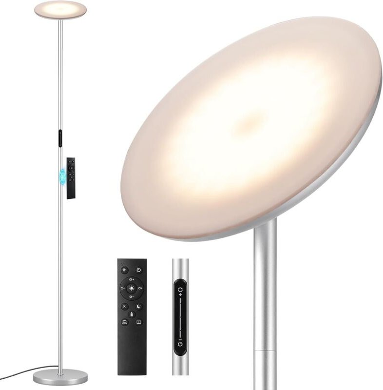LED-Stehlampe für Wohnzimmer, 36 W, moderne, dimmbare Lampe mit Fernbedienung und Touch-Steuerung, 1-Stunden-Timer, Indu...