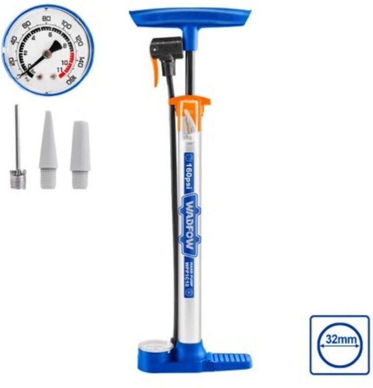 WADFOW Handpumpe mit Manometer, Größe Ø32x390mm, Hochdruck, kompatibel mit Ventilen