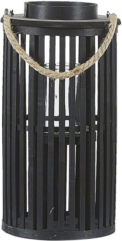 Laterne Weidenholz/Glas für Indoor und Outdoor Schwarz Höhe 40 cm Garten Gartenaccessorie für indoor und Outdoor