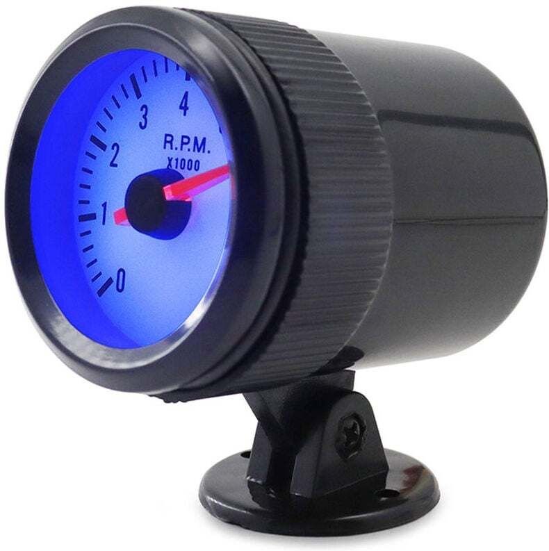 2'' 52mm Auto-Tachometer mit schwarzem Halter 0-8000 U/min blaues LED-Licht - Schwarz - Schwarz