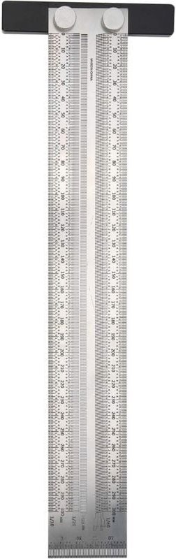 300 mm / 11,8 Zoll Edelstahl-T-Lineal, Edelstahl-Markierungslineal, metrisches Lineal mit Markierungen, langlebig, rostf...