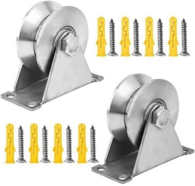 2 Stück Edelstahl-Heberolle, V-Riemenscheibe, einfach, für Kabel, 48 mm Riemenscheibe mit Lagern, Tragfähigkeit 180 kg, ...