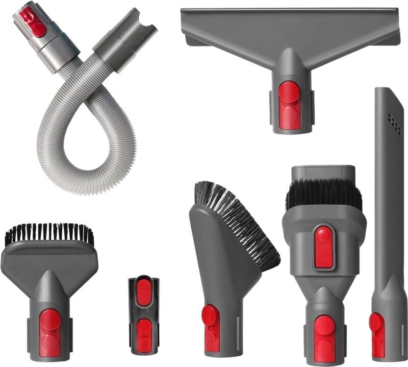 7-teiliges Zubehörset Kompatibel mit Dyson V7, V8, V10, V11, V15 Akku-Staubsauger – Ersatzbürsten Set mit Flexibler Schl...