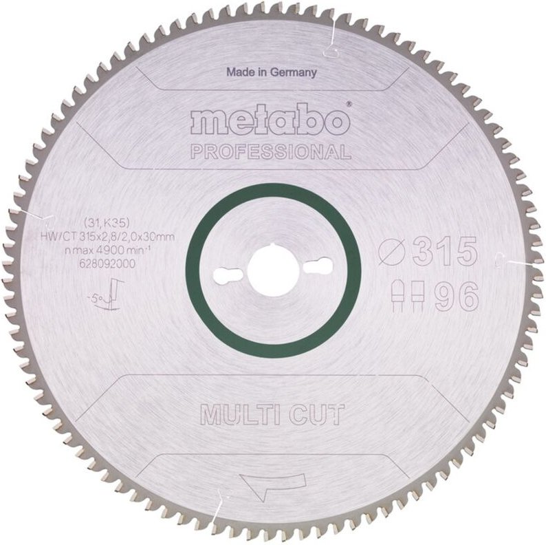 Sägeblatt Metabo multi cut professional 315x30, Z96 fz/tz, 5Grad neg.