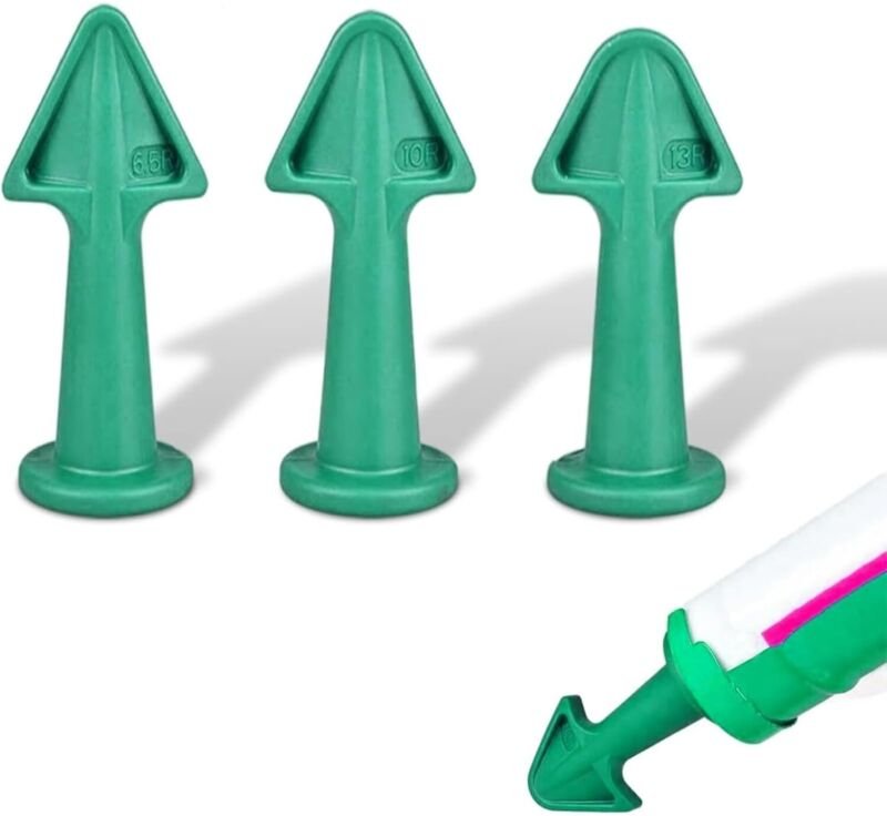 Dichtspitzen-Set mit Düsenadapter. Silikon-Dichtungsapplikatoren. Wiederverwendbare Düsen 6,5R, 10R, 13R (grün).