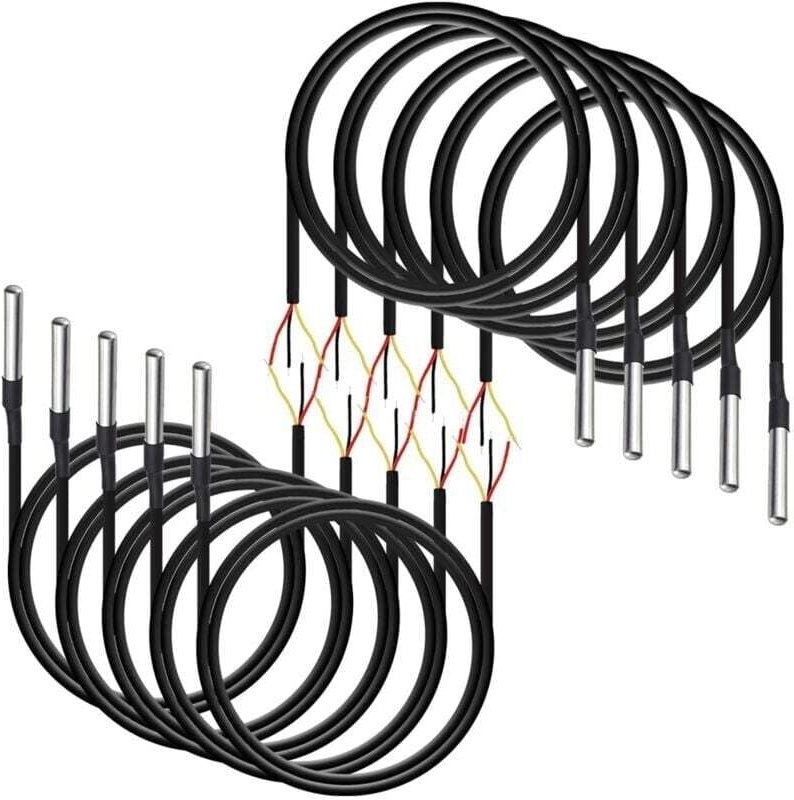 10-teiliges Set wasserdichter Temperatursensoren, digitales Thermokabel (-55℃ bis +125℃) – 1 Meter/3,2 Fuß