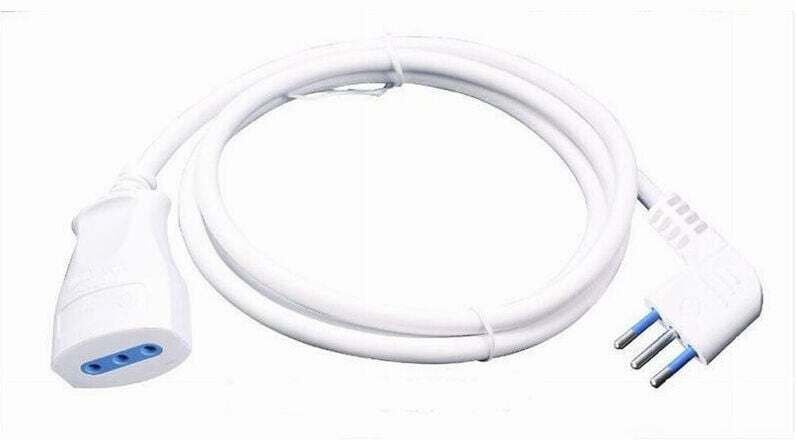 Vtizikl Prolunga Lineare Bianca 5 Mt Con Spina 10a 2p+t + Presa 10a 2p+t Cavo 90° 83271 -