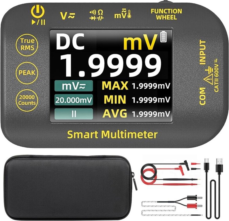 Mini-Taschen-Digitalmultimeter, 20.000 Counts, TRMS, 1000 V, Präzisionsmultimeter mit Farbbildschirm und Ständer, S40, w...