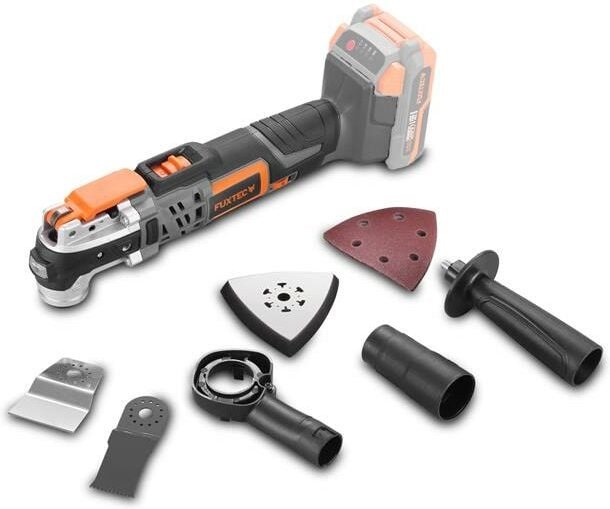 Fuxtec - 3in1 Akku Multifunktionswerkzeug FX-E1MT20 20V - Sägen, Schleifen, Schaben - mit Absaugvorrichtung - Einfacher ...