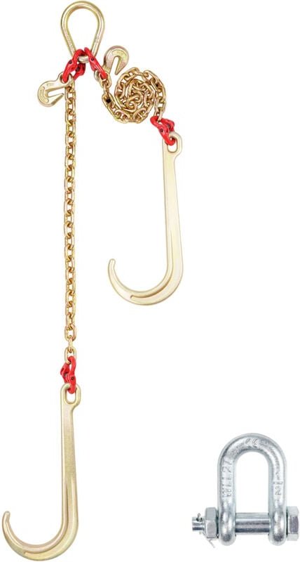 G80 v Abschleppkette, 5/16' x 2' mit 15' J-Haken und Greifhaken, Hochleistungs-Zugkette mit 10800 lbs für LKW-Anhänger -...