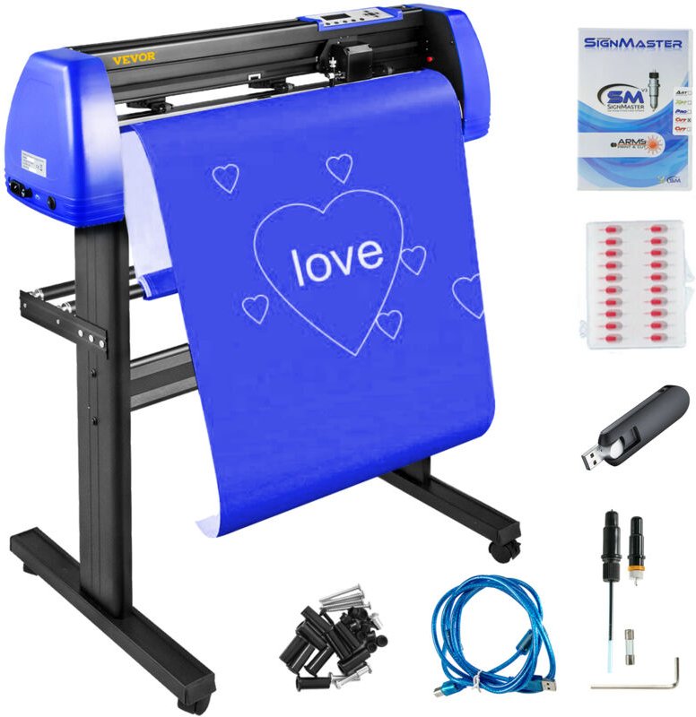VEVOR 720mm Schneideplotter Blau und Schwarz Folienplotter Plotter Vinyl Schneideplotter mit Sign Master Plotter Foliens...