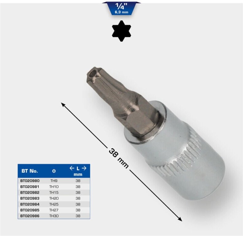 1/4' Torx-Bit-Stecknuss, mit Stirnlochbohrung, TB15