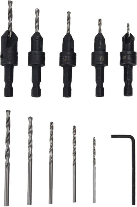 11-teiliges Fräserset für die Holzbearbeitung, Schnellwechsel-, Fasen- und verstellbare Bohrwerkzeuge