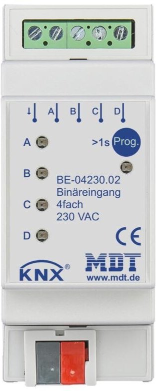 MDT technologies Binäreingang 4-fach 2TE REG, 230VAC BE-04230.02