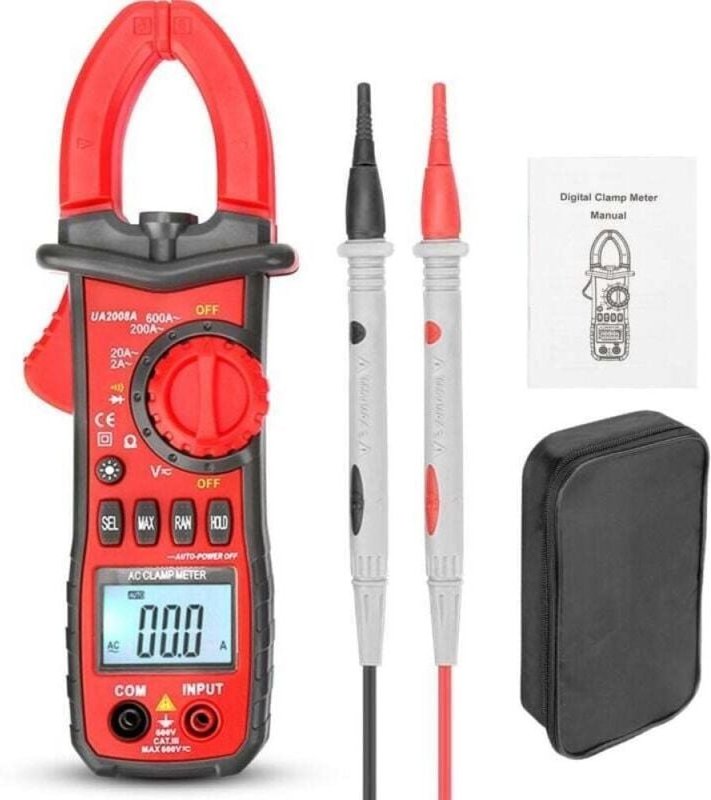 Digitales Zangenmessgerät AC/DC 600 A T-RMS 6000 Zählwerte, Amperemeter, Spannungsprüfer mit automatischer Bereichswahl,...