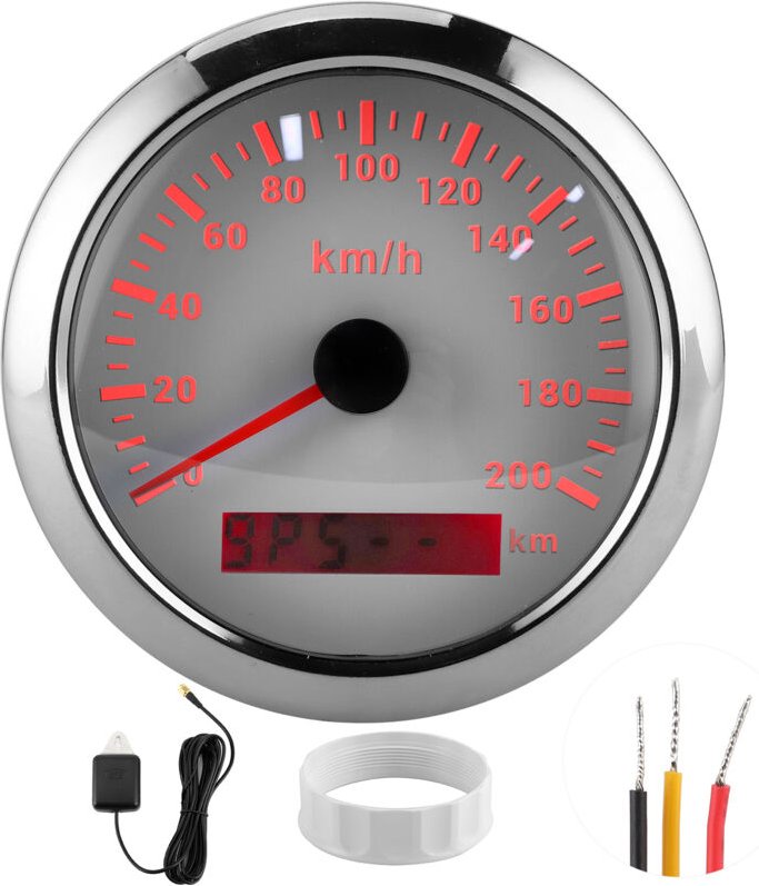 Eosnow 85 mm GPS -Tachometer 200 km/h Kennzeichnung wasserdicht für Bootsauto -Yacht -Motorrad -WHIT -Zifferblatt