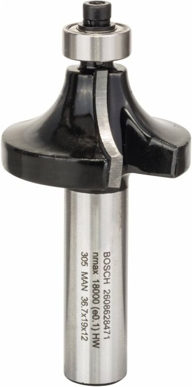Bosch Abrundfräser Standard for Wood, 12 mm, R1 12 mm, L 19 mm, G 70 mm