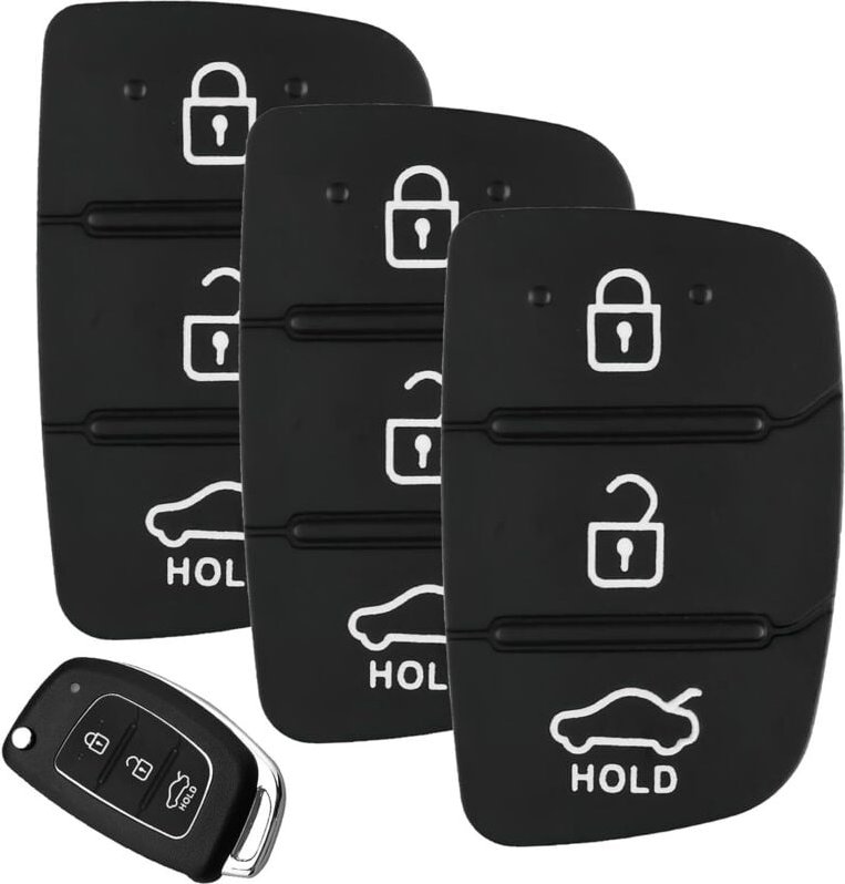 3-teiliges Schlüsselgehäuse mit 3 Tasten, kompatibel mit Hyundai i40 i30 i20 i10 ix20 ix30 ix35 Santa Fe Tucson Elantra ...