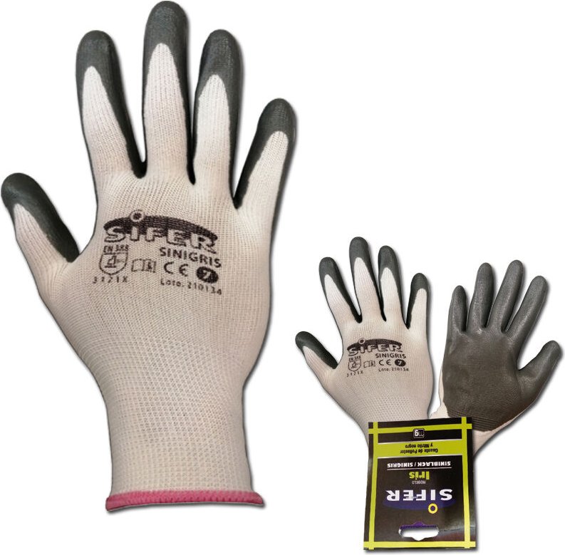 Sifer grauer Nitrilhandschuh, doppellagiges Nylon, XXL, Größe 11