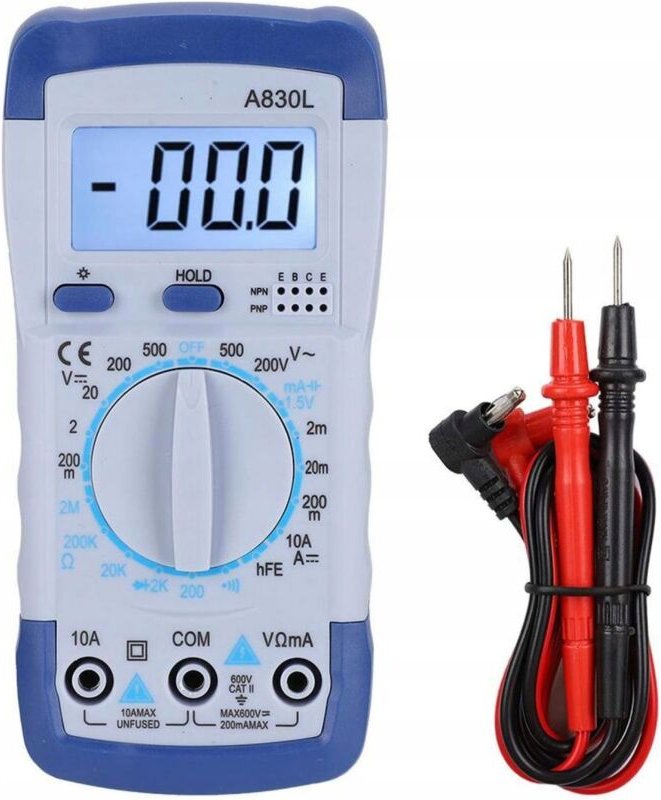 Rosfix A830L – Digital Multimeter HD LCD Bildschirm Messung von DC/AC Spannung, Strom und Widerstand, Test von Dioden un...