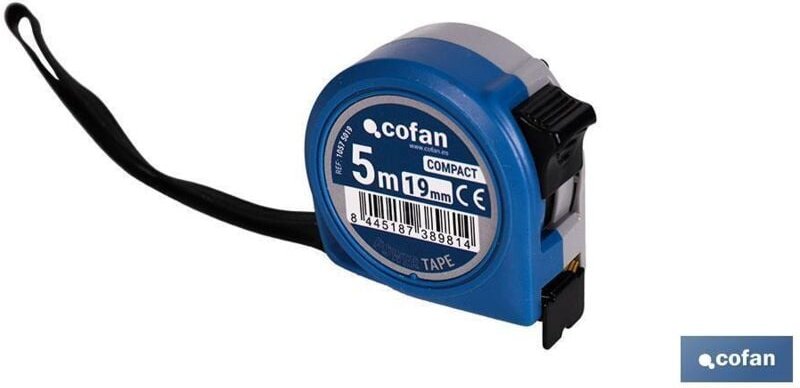 Cofan - Standard-Maßband mit Feststellknopf und stoßfestem Gehäuse 5 m x 19 mm aus abs und Metall