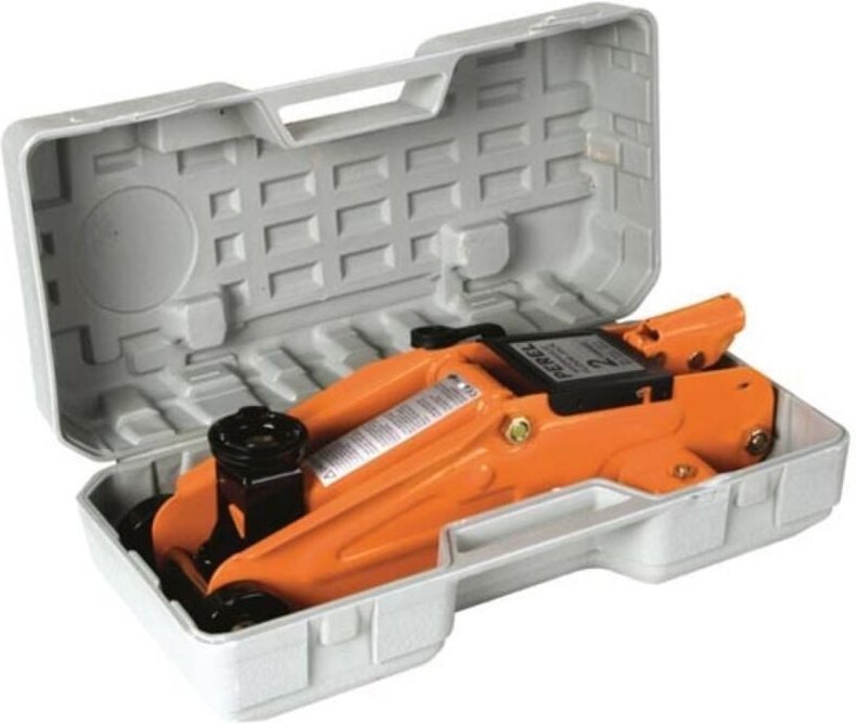 Perel - hydraulischer wagenheber auf rollen - mit aufbewahrungsbox - 2 t