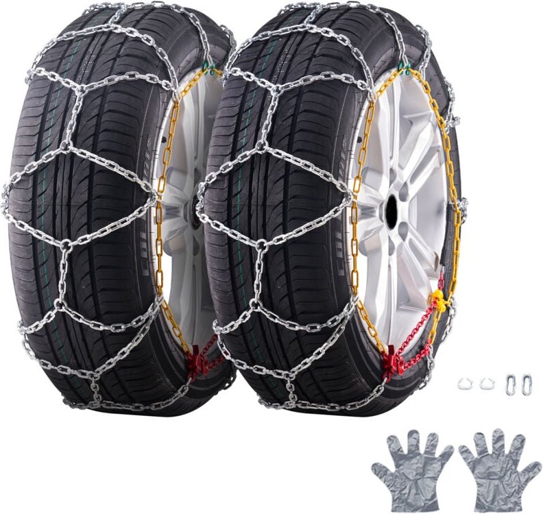 Mophorn 2 STK Schnee Ketten, Not-Traktionsreifenketten aus Mangan-legiertem Stahl, Seilreifenketten für Autos, Pickups, ...