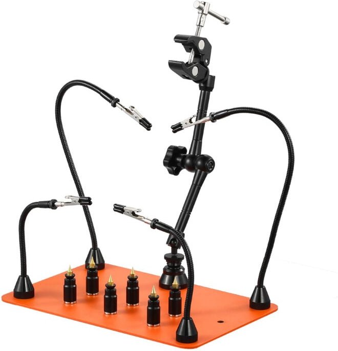 Mophorn Löthilfe dritte Hand mit Magnetbasis, Lötstation mit 4 flexiblen Armen, 6 PCB-Halterungen und 360-Grad-Halter fü...