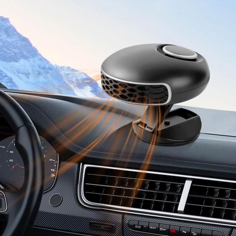 Tragbarer Autolüfter mit Heizfunktion, 12 V, 150 W, Zigarettenanzünderstecker, 2-in-1, zum Enteisen und Kühlen, mit 360°...