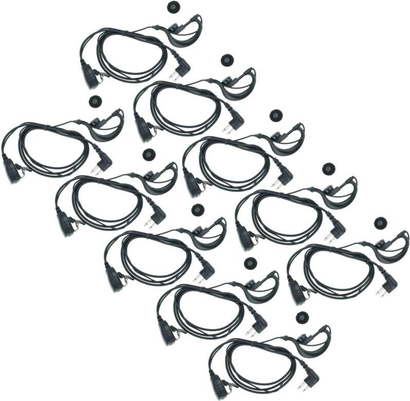 vhbw 10x Headset kompatibel mit Motorola GP88, GP300, GP73, GP600, GP68, CP040 Funkgerät - schwarz