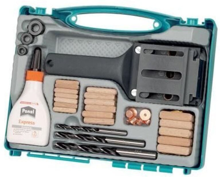 Sortimentsbox 78 tlg Dübelset Holzdübel inkl. Bohrer und Leim - Wolfcraft