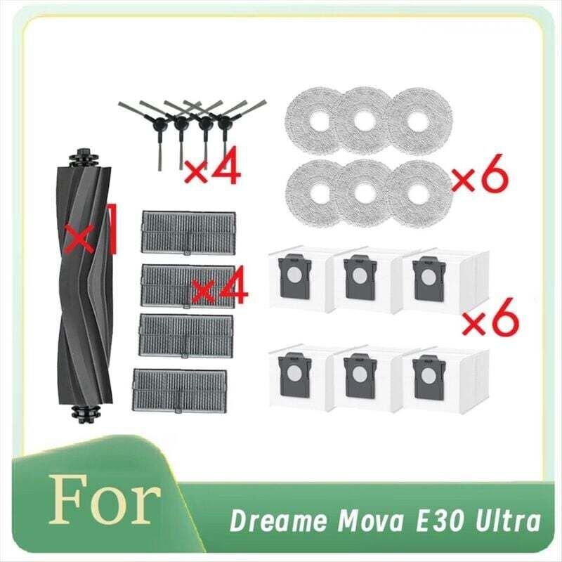 Set mit 21 Seitenbürsten, HEPA-Filterpads und Staubbeuteln für Rollenstaubsauger