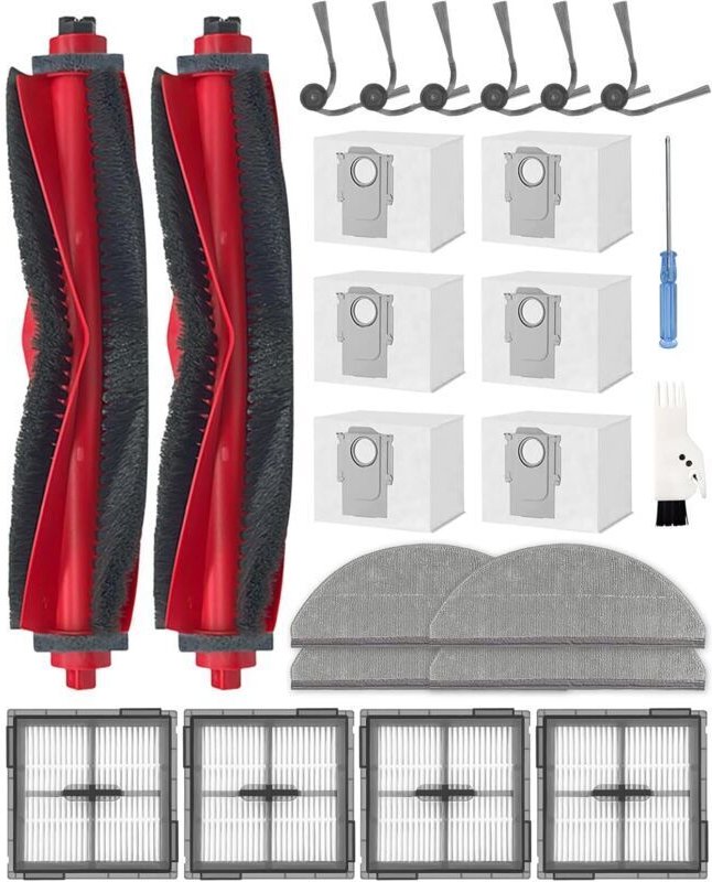 24-teiliges Zubehörset für den Roborock Q10 X5+ Saugroboter, Ersatzteile inklusive 2 Hauptbürsten, 6 Seitenbürsten, 4 HE...