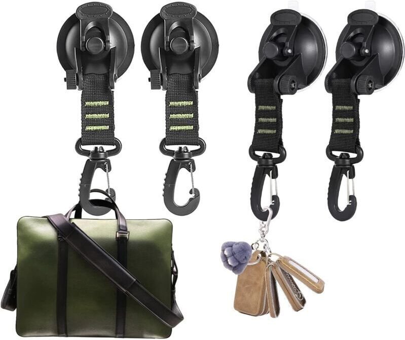 Saugnapf, 4 Stück Saugnapfverschlüsse, Karabiner-Befestigungshaken, robust, für Outdoor-Wandern, Camping, Klettern, 18 x...