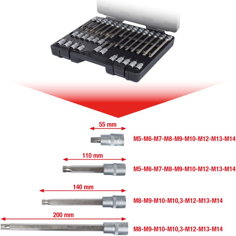 KS Tools 1/2" RIBE Bit-Stecknuss-Satz, 32-tlg.