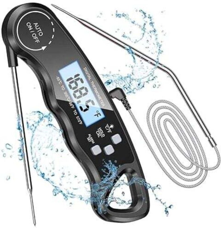 XVX - Küchenthermometer, sofort ablesbares Kochthermometer mit 102 cm faltbarer Sonde, Hintergrundbeleuchtung und Magnet...