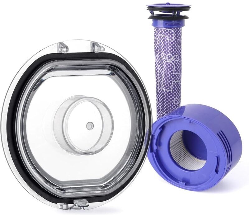 2 Dreiersets V8 V7 Staubbehälter Deckel Ersatz für Dyson Staubsauger Staubeimer Abdeckung Ersatzteile mit HEPA Nachmotor...