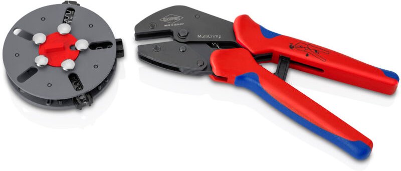 Knipex - MultiCrimp Crimpzange mit Wechselmagazin mit Mehrkomponenten-Hüllen brüniert 250 mm