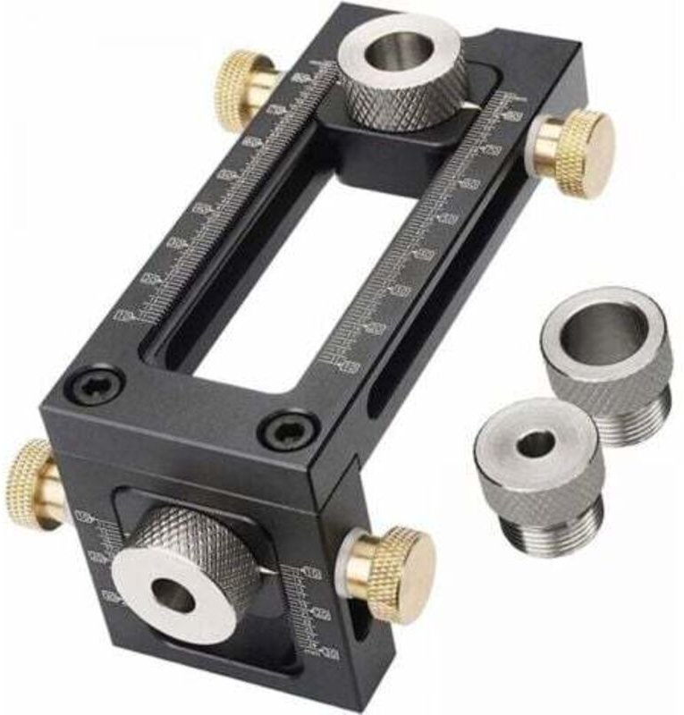 2-in-1-Bohrschablone für die Holzbearbeitung, verstellbare Taschenbohrschablone, 4-Loch-Bohrerführungs-Set 6/8/10/12 mm,...