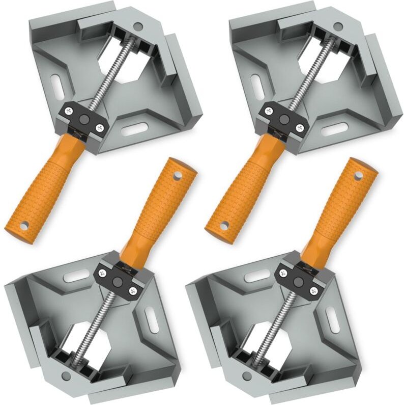 Winkelspanner, 4 Stück 90 Grad Einhand Aluminiumlegierung Eckklemm, Rechtwinklige Winkelspanner Eckzwinge mit verstellba...