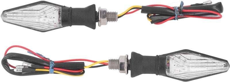 Universelle Motorradblinker, 2 Stück 12V Motorradblinker Doppelseitige Blau Gelbe LED-Anzeigen Schwarz.