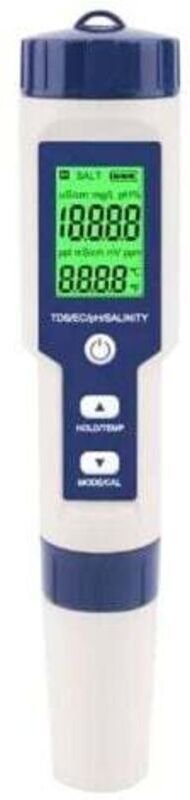Salzgehaltsmessgerät für Schwimmbäder, 5-in-1 digitales Meerwasser-Salzgehaltsmessgerät, wasserdichtes Testset (IP67)