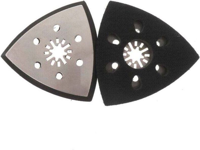 Set mit 2 dreieckigen Schleifpads mit 6 Löchern, 93 mm, dreieckiges Schleifpad-Zubehör für Holz, Hartkunststoffe, Metall...