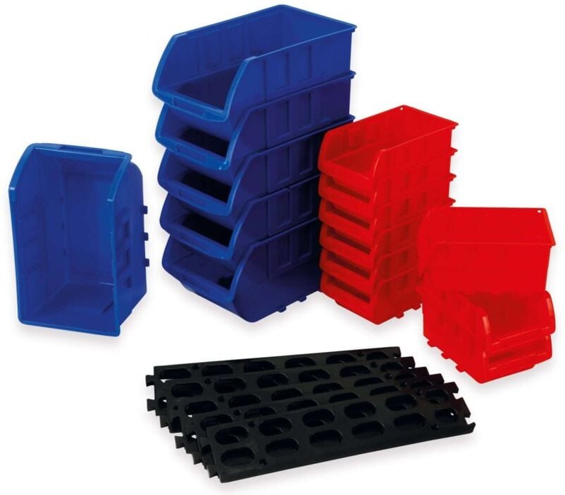 DAYTOOLS Stapelsichtbox RK-1031, 20-teilig, stapelbar, blau/rot