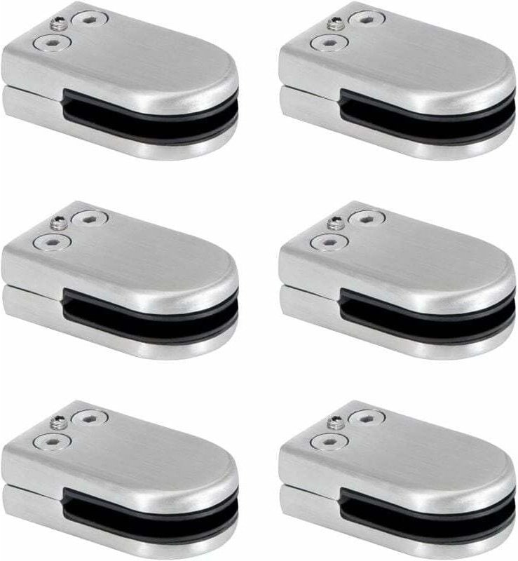 Edelstahl-Glasklemme, 6–8 mm, verstellbare Halterung, flache Rückseite, geeignet für Geländer und Treppenhandläufe, 6 St...