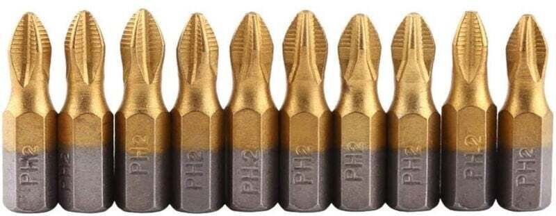 10 rutschfeste magnetische PH2-Schraubendreherbits mit 1/4" (25 mm) Schaft, ideal für Elektriker, Mechaniker und Reparat...