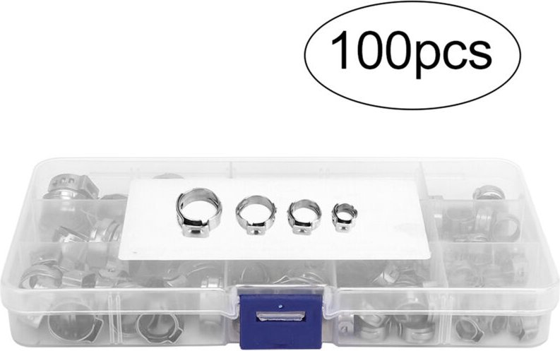 Eosnow 100 -teiliges Edelstahl Ein -Ohr -Ohr -Hose -Klemme -Crimp -Kit -Sortiment -Kit