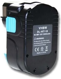 1x Akku kompatibel mit Hitachi cj 18DL, cj 18DLX, c 6DC, c 6DD, c 18DLX, c 18DMR, c 18DL Elektrowerkzeug (3000 mAh, NiMH...