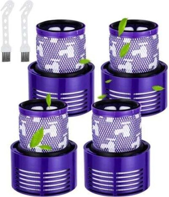Filter für Dyson V10 Cyclone, V10 und SV12 Serie mit 2 waschbaren Bürsten für V10 Absolute, V10 Animal und V10 Total Cle...