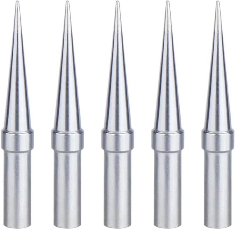 Lötspitzen-Set, 5 Stück 0,4 mm konische Ersatz-Lötspitzen, vernickelte Kupfer-Lötspitzen, passend für Weller WESD51, WES...
